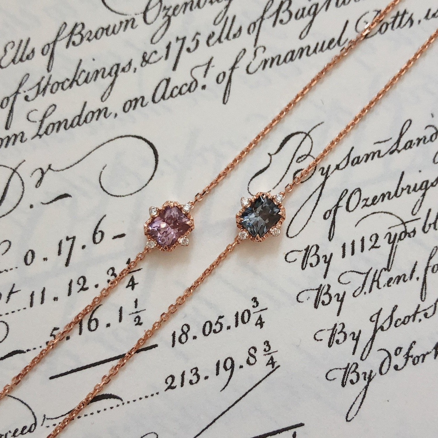 PETITE VINTAGE・18K ROSE GOLD SPINEL & DIAMOND BRACELET (4688931979363)