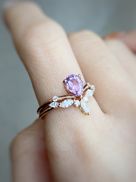 VINTAGE VELVET・18K ROSE GOLD PINK SAPPHIRE & DIAMOND RING