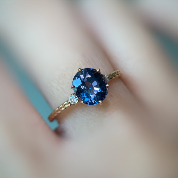 ONE OF A KIND・18K ROSE GOLD BLUE SPINEL (WITH CERTIFICATE) & DIAMOND RING