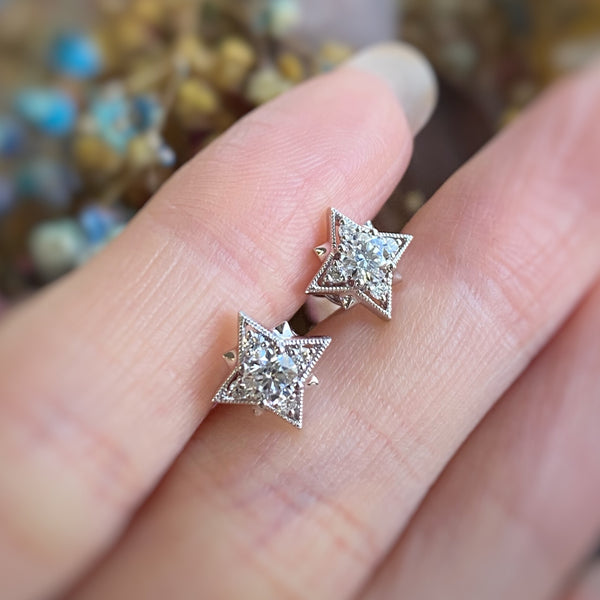 8 STAR・18K WHITE GOLD DIAMOND EARRINGS