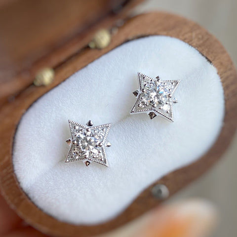 8 STAR・18K WHITE GOLD DIAMOND EARRINGS