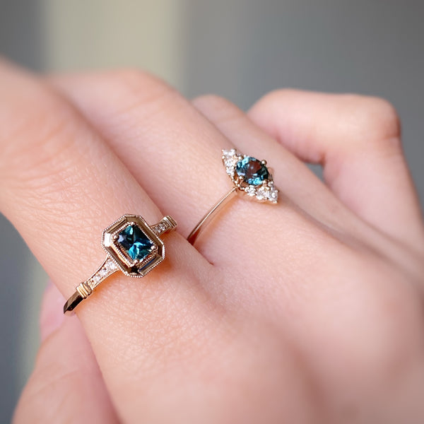 VINTAGE MICHELLE・18K CHAMPAGNE GOLD PARTI SAPPHIRE & DIAMOND RING